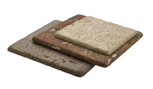 Plato de mesa para alimentos sólidos pequeño cuadrado de piedra Travertino marrón ADOBE